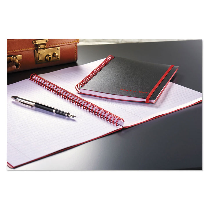 Black n&#39; Red Notebook, Business Journal, 11-3/4 x 8-1/4, 70 Sheets, Ruled, Optik Paper, Scribzee App, Flexible Poly Cover, Wirebound, Black (E67008)