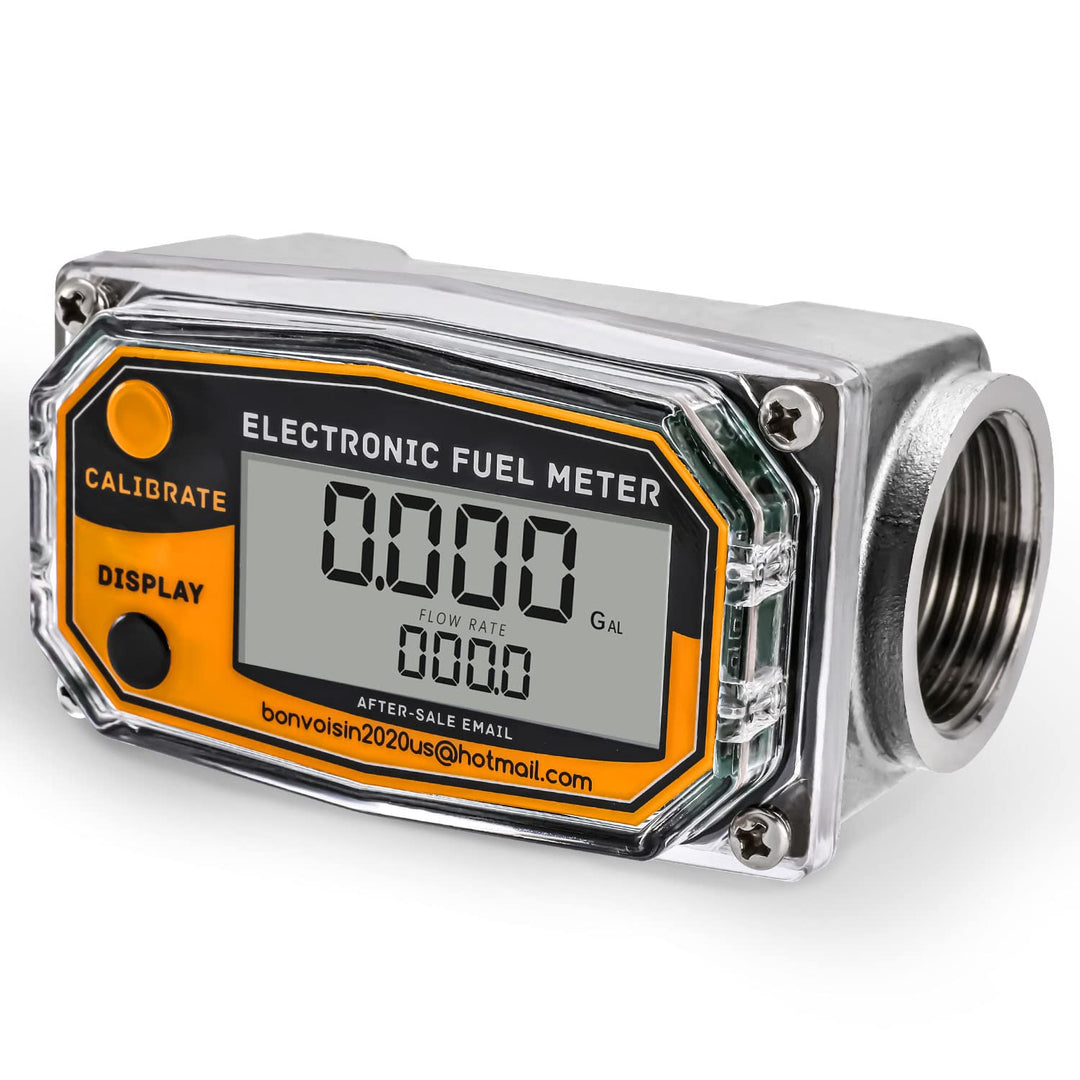 Turbine Flow Meter 1 FNPT Inlet/Outlet Fuel Flowmeter ±1% Accuracy LCD Display Flow Meter for Diesel Kerosene Gasoline 3-26 GPM /10-100 LPM (Batteries are not Included)