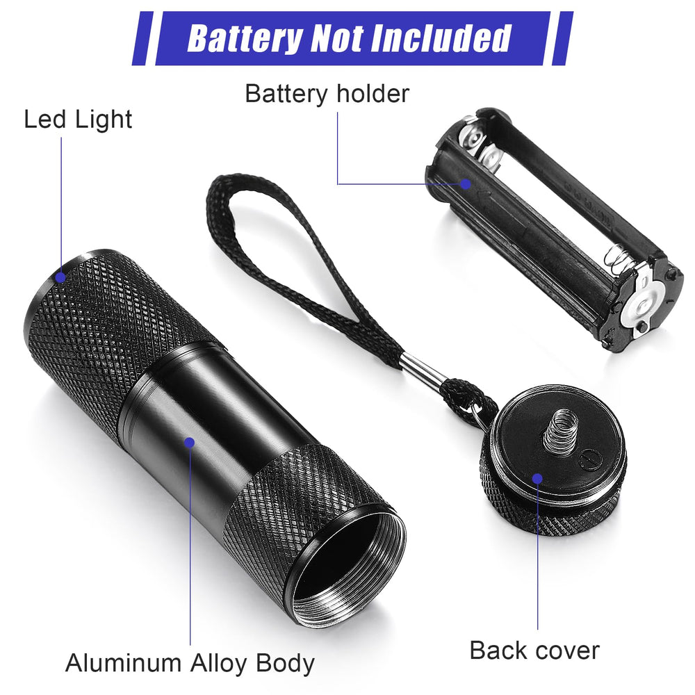 10 Pieces UV Blacklight Flashlights, LED Light, Handheld, Mini Light Torch Detector, Portable UV Flashlight Torch for Pets Stains Urine (Purple Light)