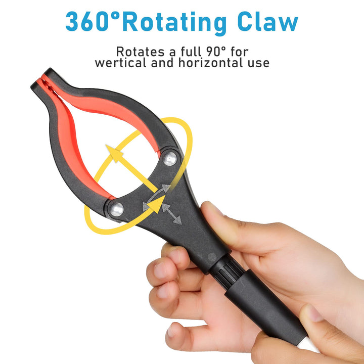 2024 Upgrade Grabber Reacher Tool, 360° Rotating Head, Wide Jaw, 32 Foldable, Lightweight Trash Claw Grabbers for Elderly, Reaching Tool for Trash Pick Up Stick, Litter Picker, Arm Extension (Orange)