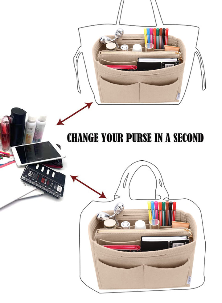 LEXSION Felt Purse Bag Organizer Insert with zipper Bag