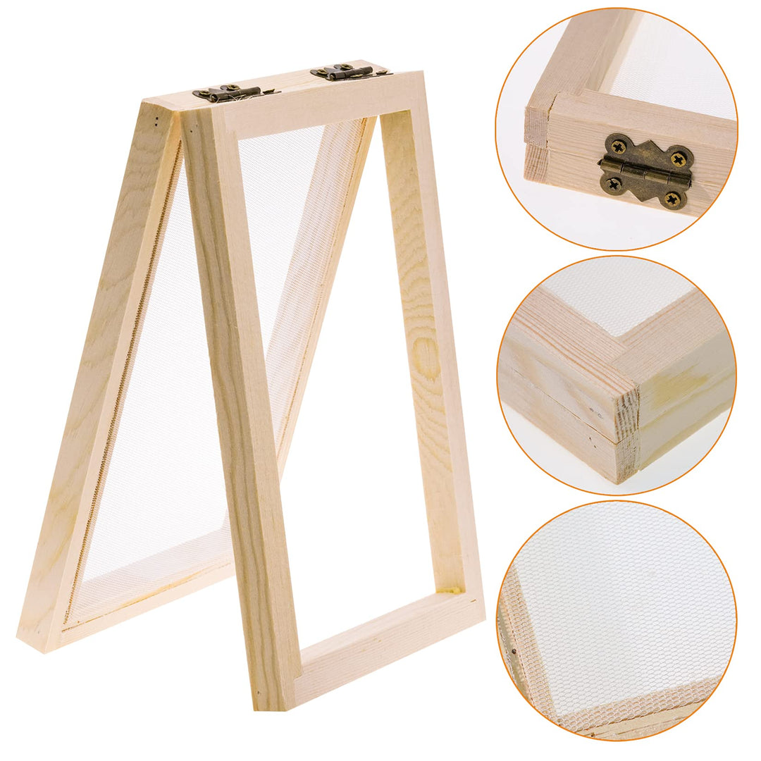 10pcs Paper Making Screen Kit Wooden Paper Making Mold Frame 5 x 7 inch Wood Screen Printing Frame with Mesh and Cloth for DIY Paper Craft Making Handcraft (5x7inch)
