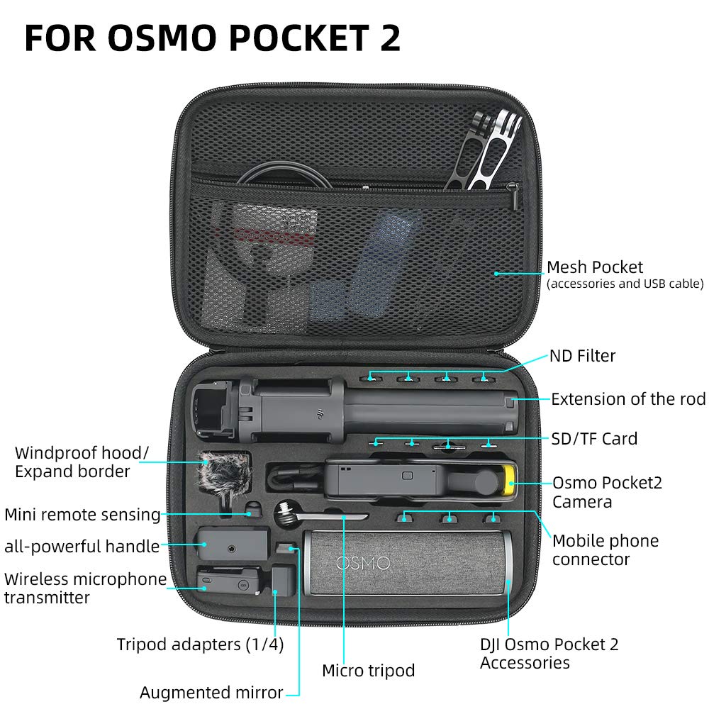 Medium Osmo Pocket 2 Portable Surface-Waterproof Carrying Case Compatible with DJI Osmo Pocket 2, Protective Travel Storage Bag for DJI osmo Pocket 2 Accessories