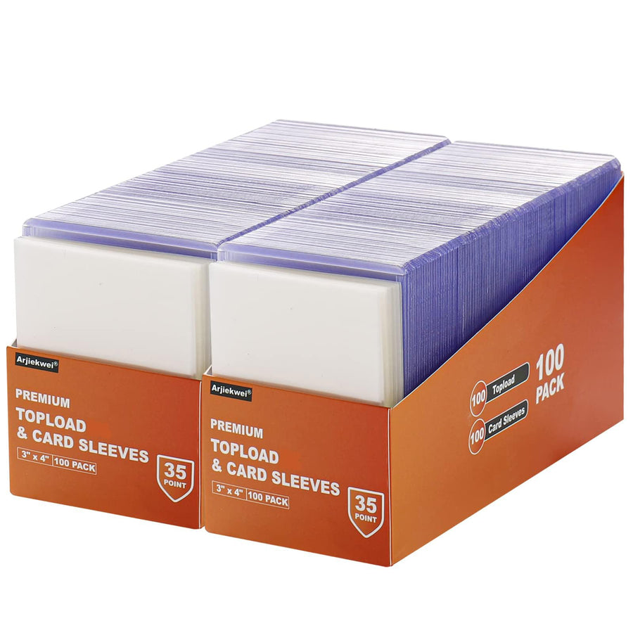 400 Card Sleeves Top Loaders for Cards, 3X4 Baseball Card Protectors Hard Plastic, Premium Toploaders Card Holder for Trading Sports Football Game Cards(200 Top Loaders + 200 Card Sleeves)