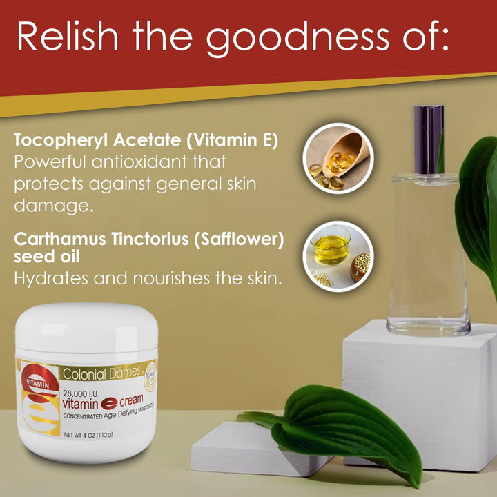 Concentrated Vitamin E Moisturizing Cream 28,000 I.U. for Hydrating &amp; Moisturizing Chapped Dry Skin &amp; Fine Lines.