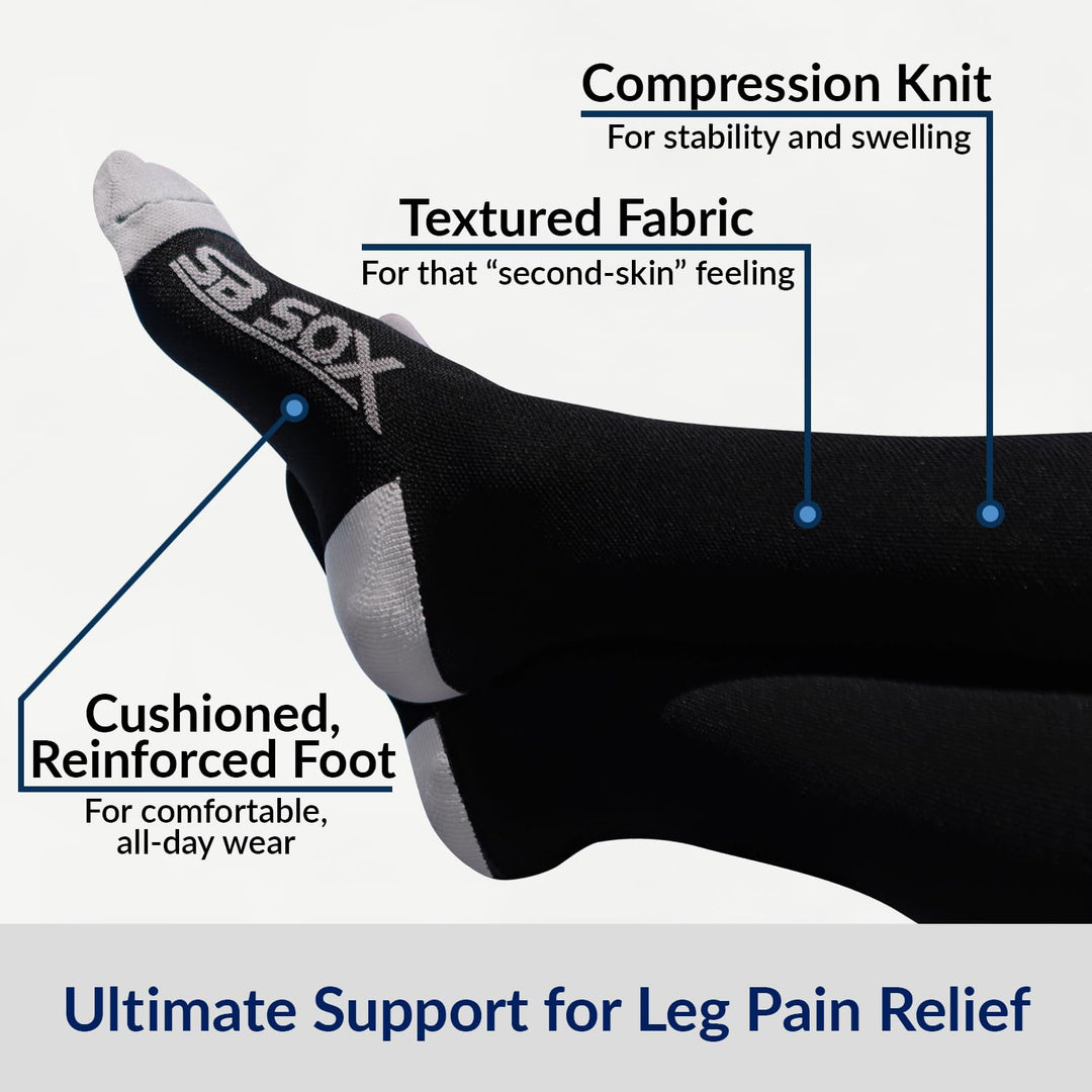 Compression Socks (20-30mmHg) for Men &amp; Women – Best Compression Socks for All Day Wear, Better Blood Flow, Swelling! (Large, Gray/Black)