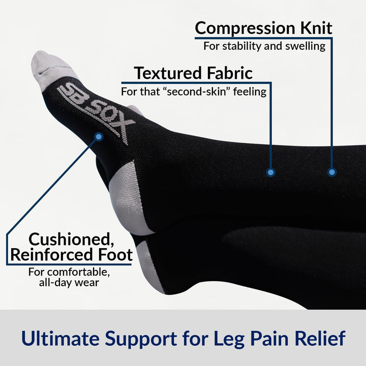 Compression Socks (20-30mmHg) for Men &amp; Women – Best Compression Socks for All Day Wear, Better Blood Flow, Swelling! (Large, Gray/Black)