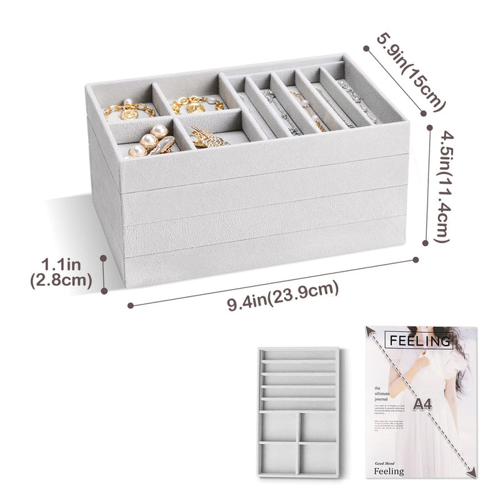 ProCase Stackable Jewelry Organizer Trays for Drawers, 
