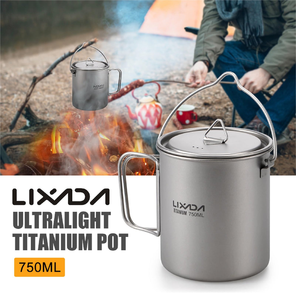 Lixada Titanium Water Mug Cup with Lid and Foldable Han