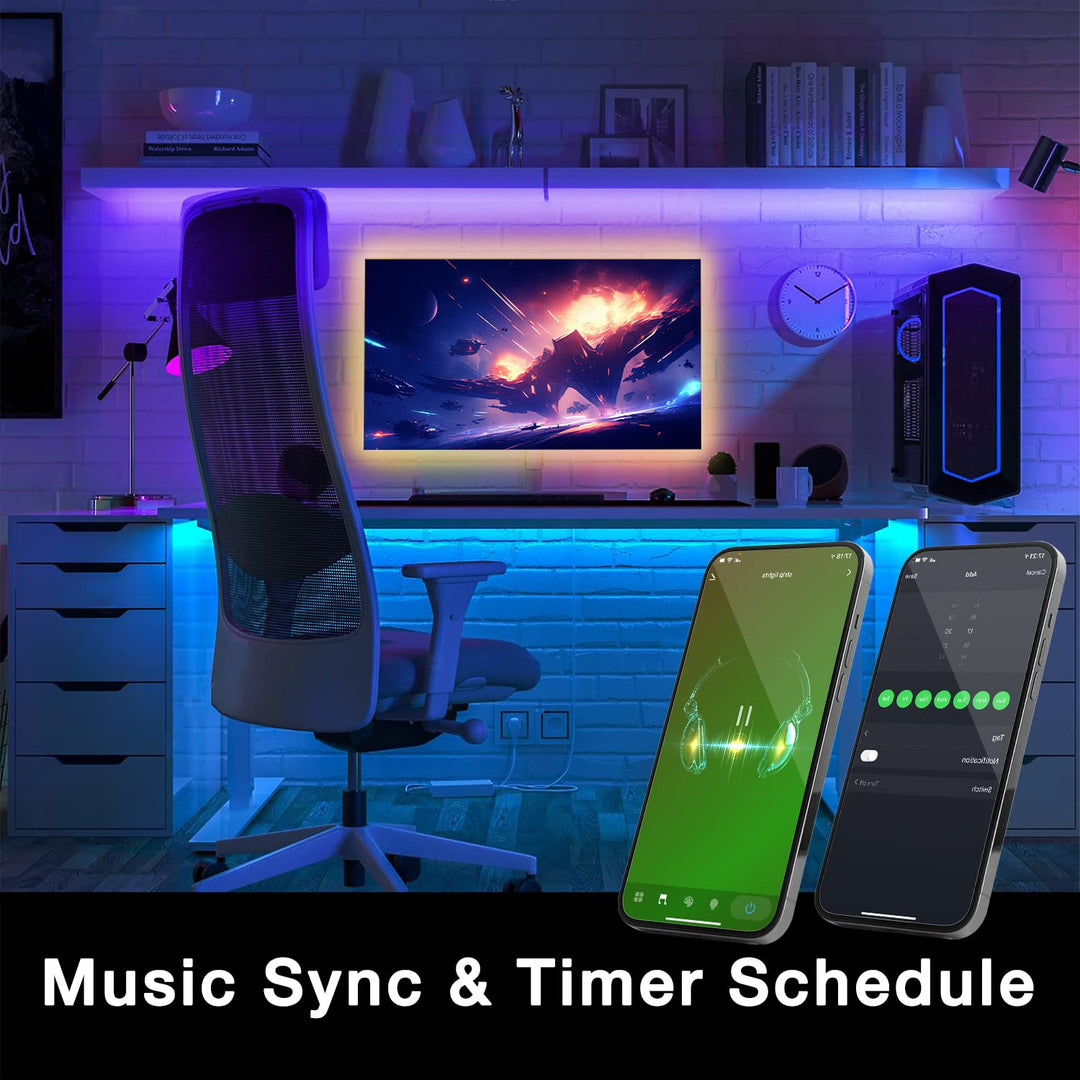 Smart WiFi Led Lights 100ft, Tuya App Controlled Led Strip Lights, Work with Alexa and Google Assistant, Timer Schedule, Color Changing Led Lights for Bedroom Party Kitchen