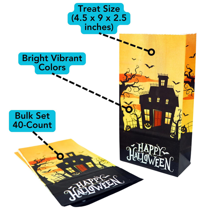 Happy Halloween Paper Treat Bags 40-Count Set by Iconik
