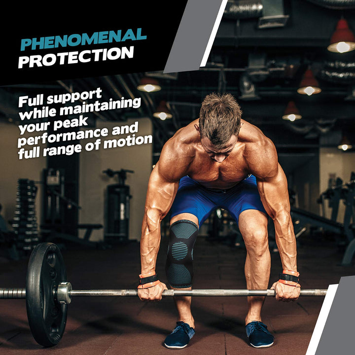 POWERLIX Knee Compression Sleeve - Best Knee Brace for Knee Pain for Men & Women – Knee Support for Running, Basketball, Volleyball, Weightlifting, Gym, Workout, Sports – Please Check Sizing Chart