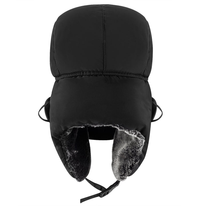 Winter Trooper Trapper Hat Cap Ushanka Russian Hats Ear Flaps Strap with Windproof Facemask Black