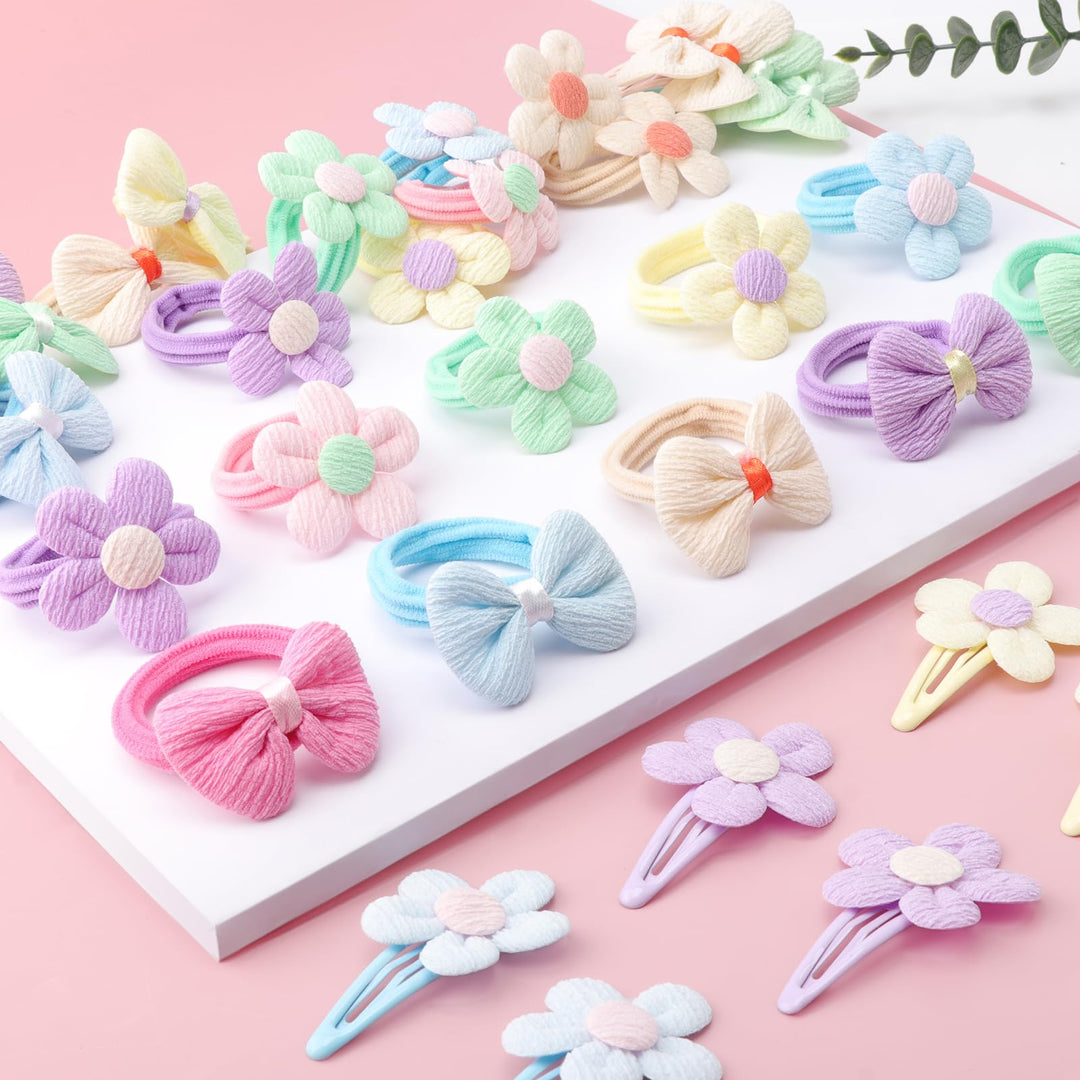 DRESHOW BQUBO Baby Girl Headbands with Bows Nylon Hairbands Handmade Hair Accessories for Newborn Infant Toddlers 10 Pack
