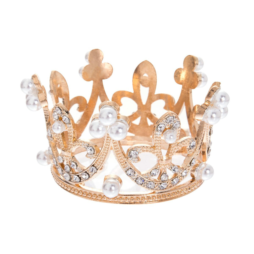 2 Pack Small Crown Gold Tiaras for Girls Crown Cake Topper for Decoration Party Bridal Wedding Headband