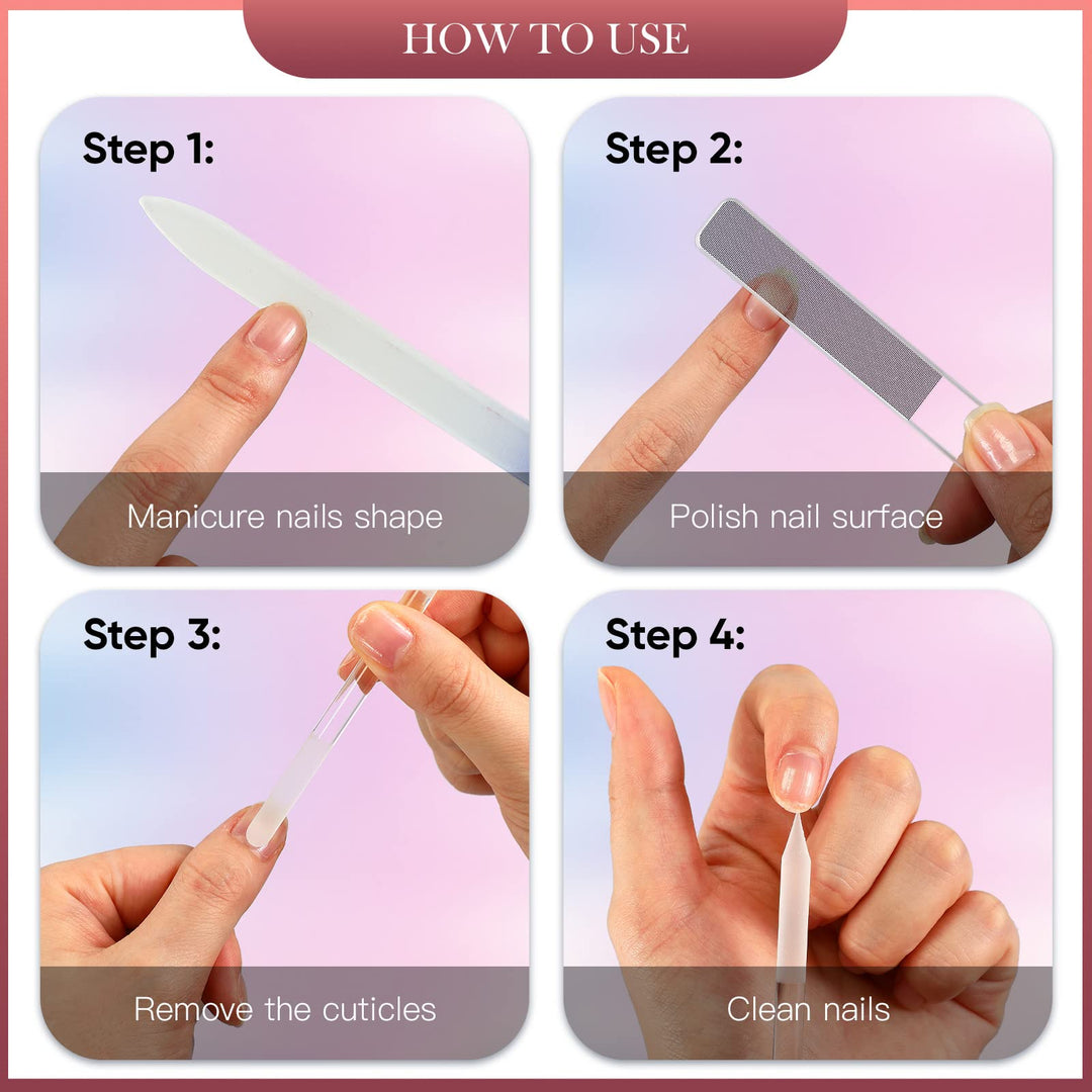 5 Pcs Glass Nail File Set Callus Remover Foot Rasp Manicure Tool Include 2 Crystal Glass Nail File 1 Cuticle Pusher 1 Glass Foot File 1 Nano Nail Shiner Nails Buffer Polisher