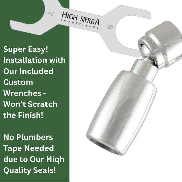 High Sierra Showerheads® - Solid Metal 1.5 GPM High-Efficiency, Low-Flow Shower Head - Chrome