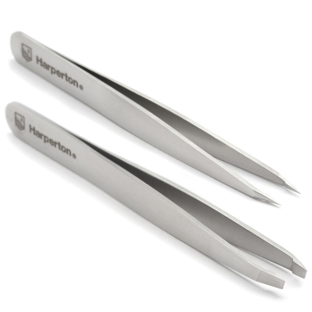 Pluckit - Professional Tweezers Set - Slant + Pointed Precision Tips