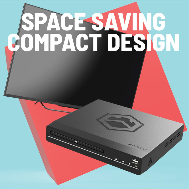DVD100 DVD Player for TV | Multi Region HD 1080P DVD Player | HDMI or RCA AV Cable TV Connection | USB MP3 and CD Playback I Slim Design I Easy Controls Remote Controlled DVD Player