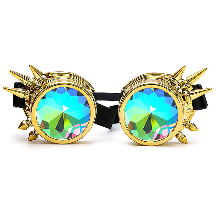 Kaleidoscope Rave Goggles Steampunk Goggles Glasses Halloween Costume Accessories for Men Women Cosplay Party