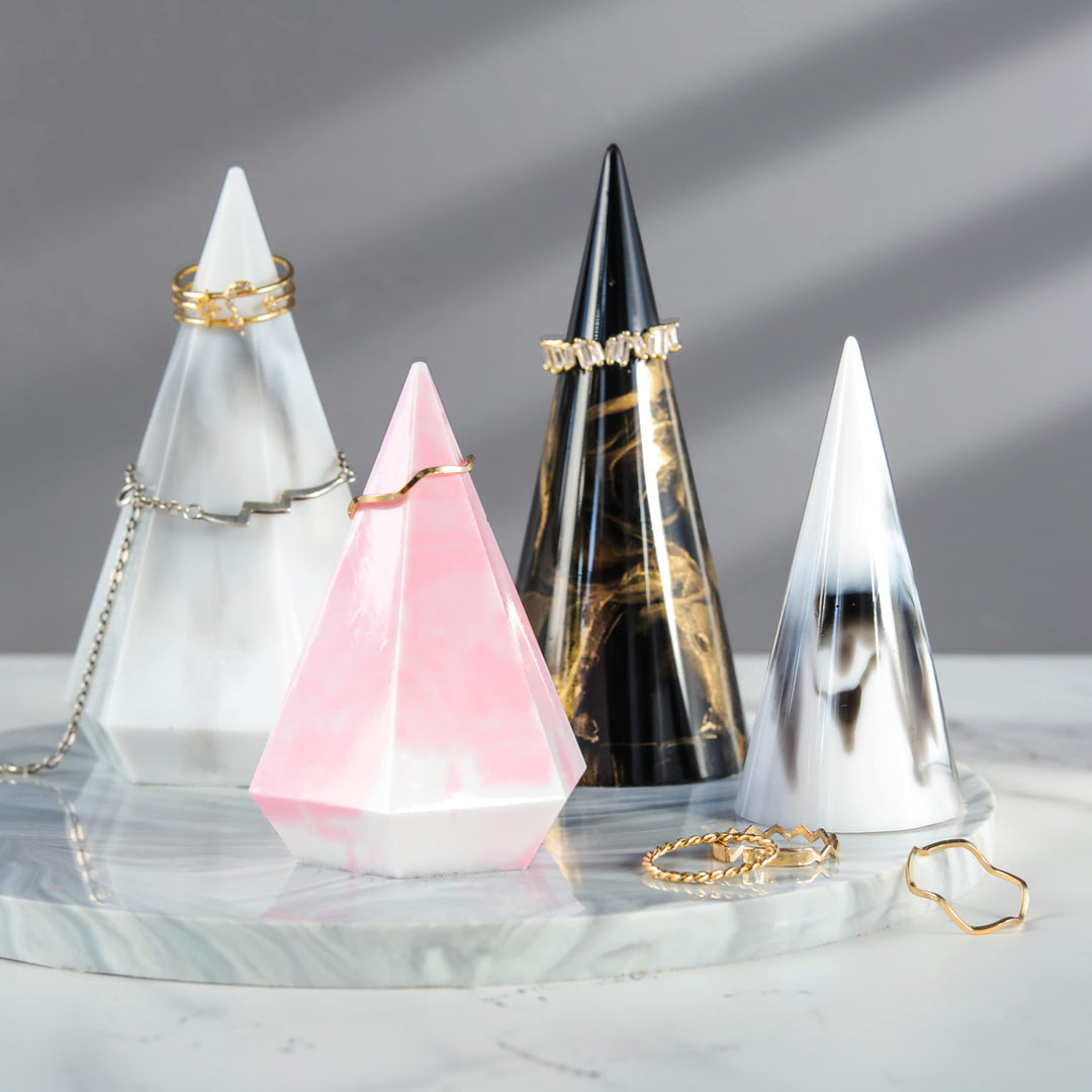 LET&#39;S RESIN Ring Cone Resin Molds,4 Pcs Ring Holder Silicone Molds for Epoxy Resin, Ring Cone Pyramid Silicone Resin Molds for DIY Ring Stand, Ring Jewelry Display Stand, Wedding Gift