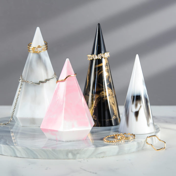 LET&#39;S RESIN Ring Cone Resin Molds,4 Pcs Ring Holder Silicone Molds for Epoxy Resin, Ring Cone Pyramid Silicone Resin Molds for DIY Ring Stand, Ring Jewelry Display Stand, Wedding Gift