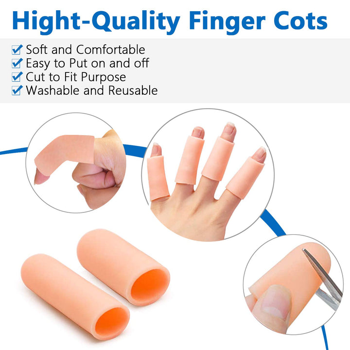 JKcare 12 Pack Gel Finger Caps, Silicone Finger Protect
