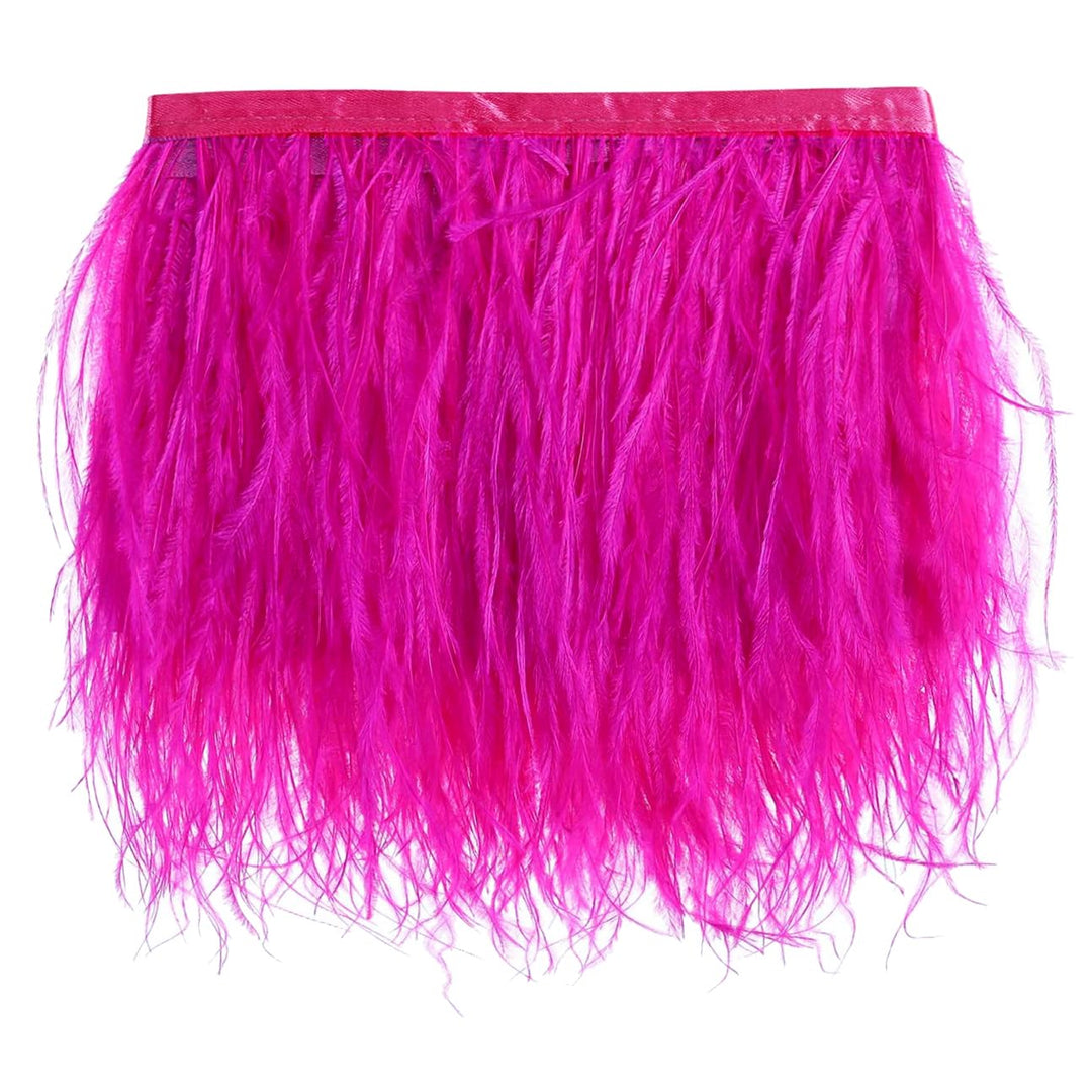AWAYTR Ostrich Feather Trim Fringe - Satin Ribbon Dress