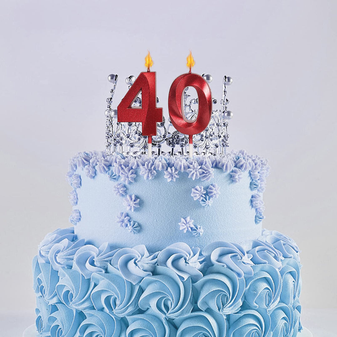 Red 25th &amp; 52nd Birthday Candles for Cakes, Number 25 52 Glitter Candle Cake Topper for Party Anniversary Wedding Celebration Decoration