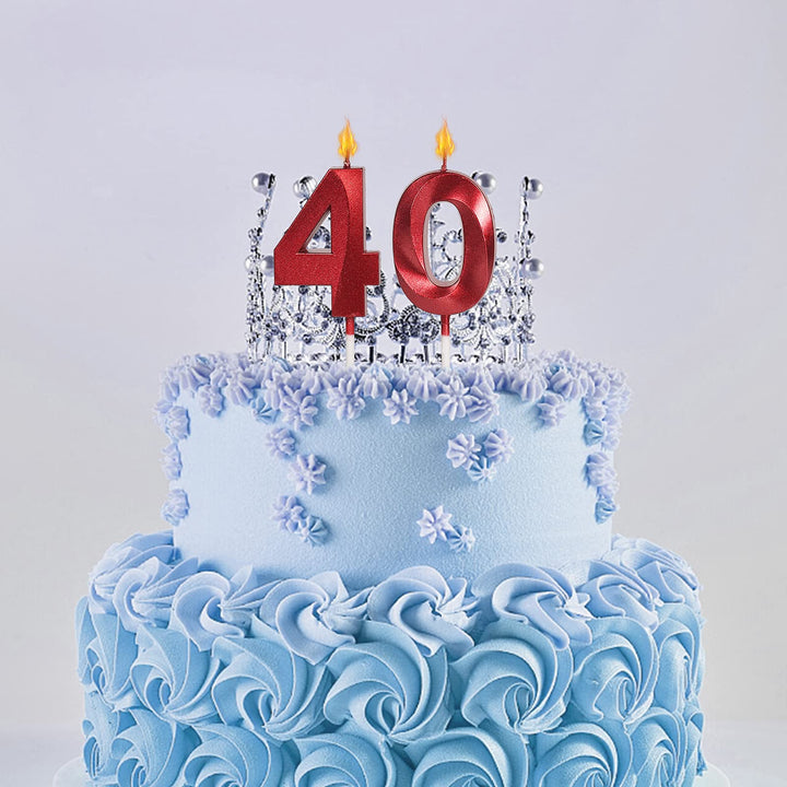 Red 25th &amp; 52nd Birthday Candles for Cakes, Number 25 52 Glitter Candle Cake Topper for Party Anniversary Wedding Celebration Decoration