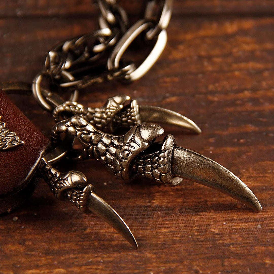 Wallet Chain For Men Fashion Hip Hop Punk Cool Hawk claw Jeans Chain,Retro Anti Theft Key Chain Pant Chain(Brown Skin Eagle Claw)