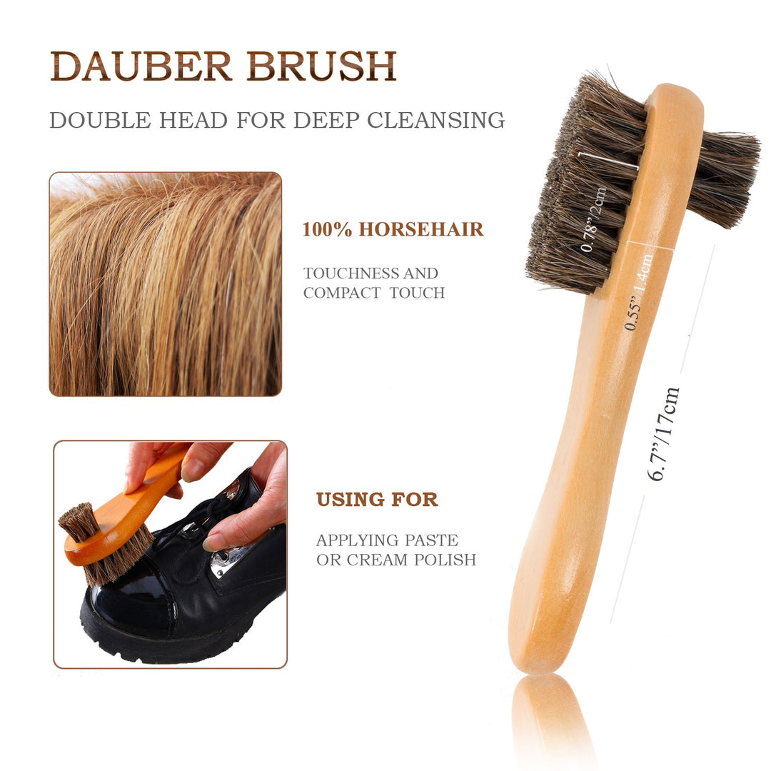 TAKAVU Shoe Shine Brushes Kit (4PCS) - 100% Soft Horseh