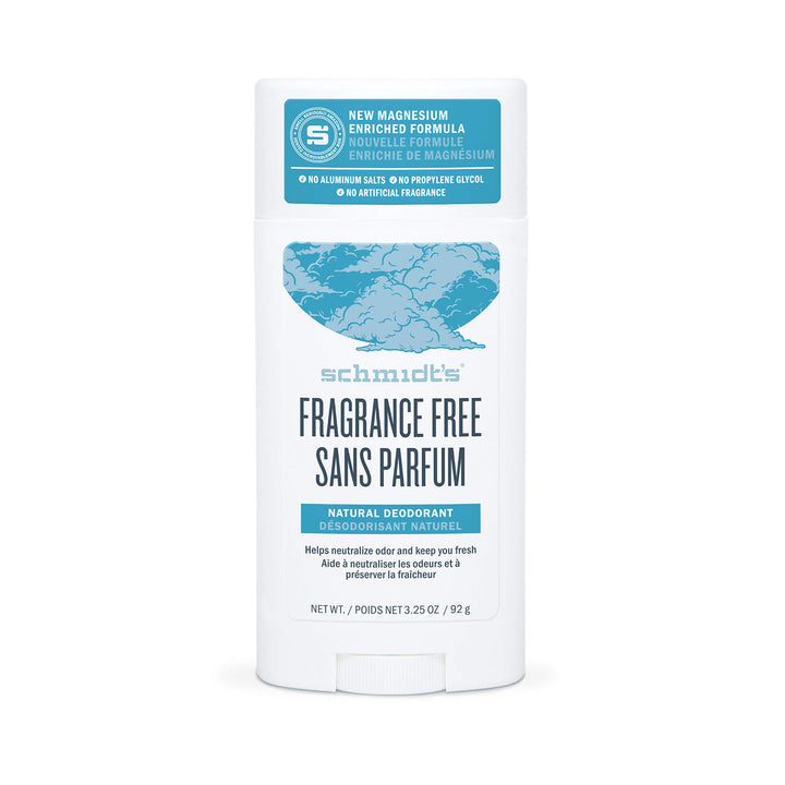 Schmidt&#39;s Aluminum Free Natural Deodorant for Women and Men, Fragrance Free 24 Hour Odor Protection, Certified Cruelty Free, Vegan Deodorant, 3.25 oz