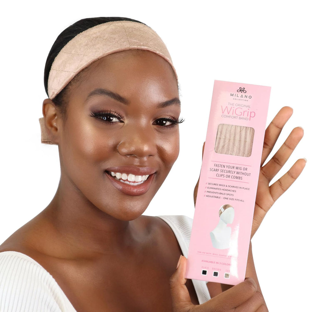 WiGrip, The Original Comfort Grip Band, Adjustable Wig Band for Tension-Free Glueless Wig, Nonslip Wig Headband, Tension-Free, One Size Fits All, Tan