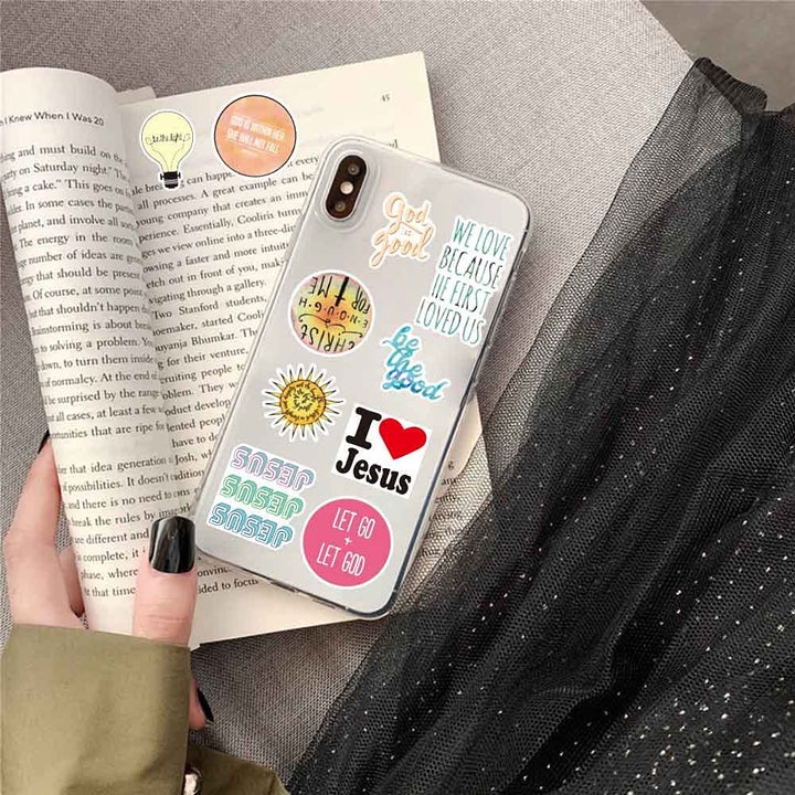 100pcs Jesus Christian Stickers, Bible Verse Faith Stickers, Cross Wisdom Words Decals Stickers for Water Bottles, Religious Christian Easter Gifts Stuff Merchandise for Kids Boys Girls