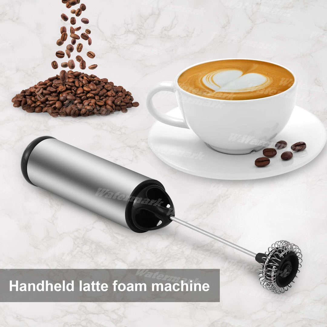 Electric Milk Frothers Handheld Foam Beater Milk Frother Battery Operated Mini Smoothie Blender For coffee whipping cappuccino latte milk matcha hot chocolate Silver/Black
