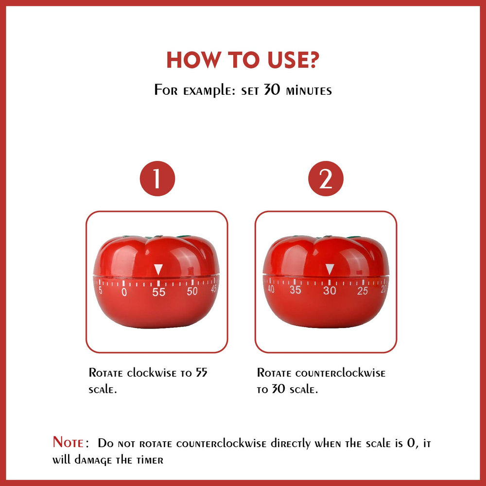JR-WG017 Kitchen Cooking Timer Tomato Cartoon Mechanical Countdown Hour Meter for Cooking Homework Baking Learning Body-Building