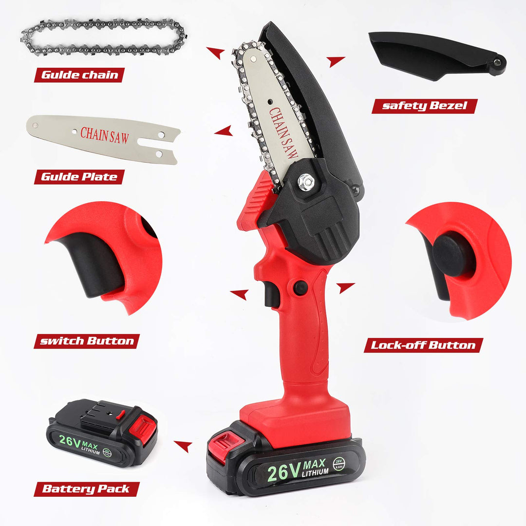 Mini Chainsaw Cordless Power Electric-Chain-Saws - 4 In