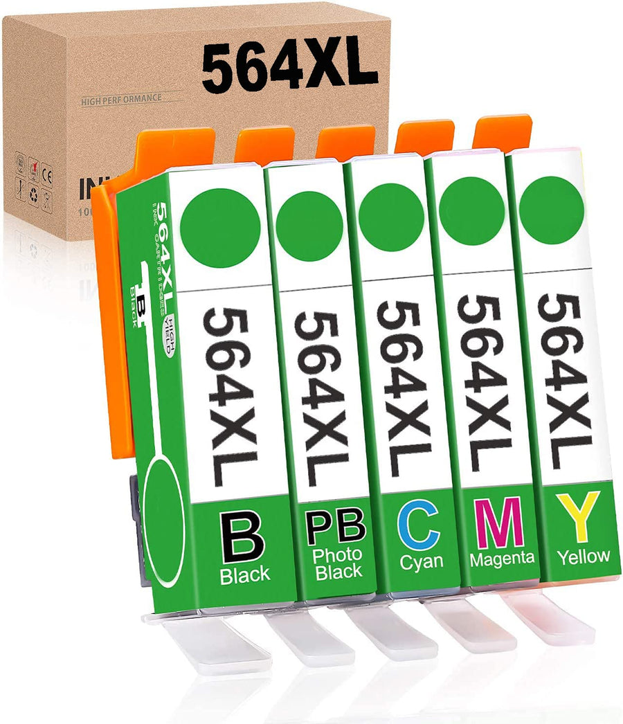 Compatible Ink Cartridge Replacement for HP 564 564XL for HP Photosmart 7510 7520 7525 6520 5520 6510 5510 7515 B8550 C6380 Premium C309a C410a Officejet 4620 4622 Deskjet 3520 3521 3522 (5-Pack)