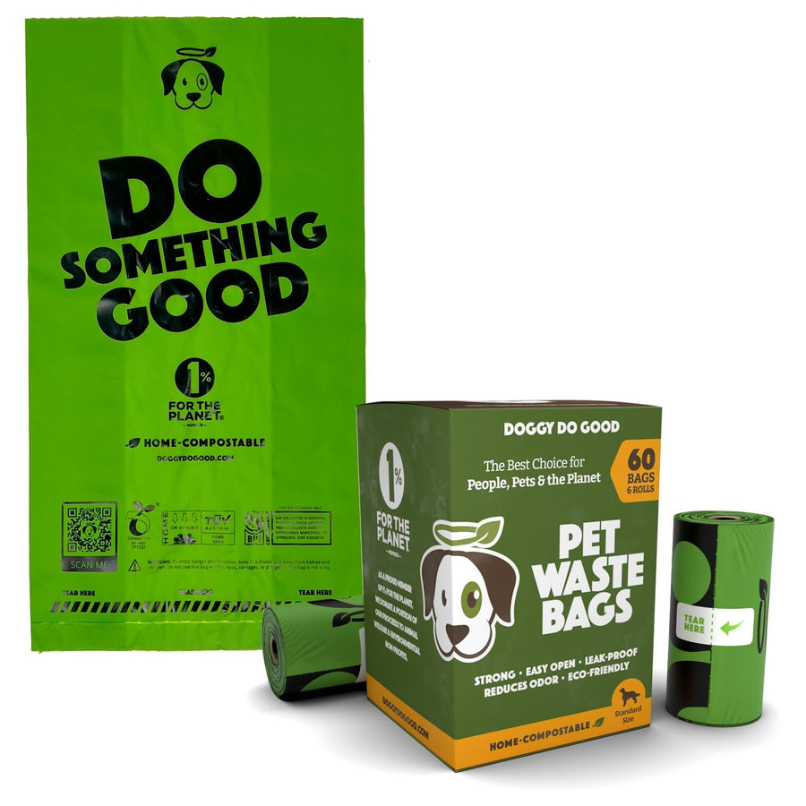 Poop Bags | Dog Waste Bags | Unscented, USDA Certified Biobased, Thick & Leak Proof, Easy Open | Standard Size | 60 Count