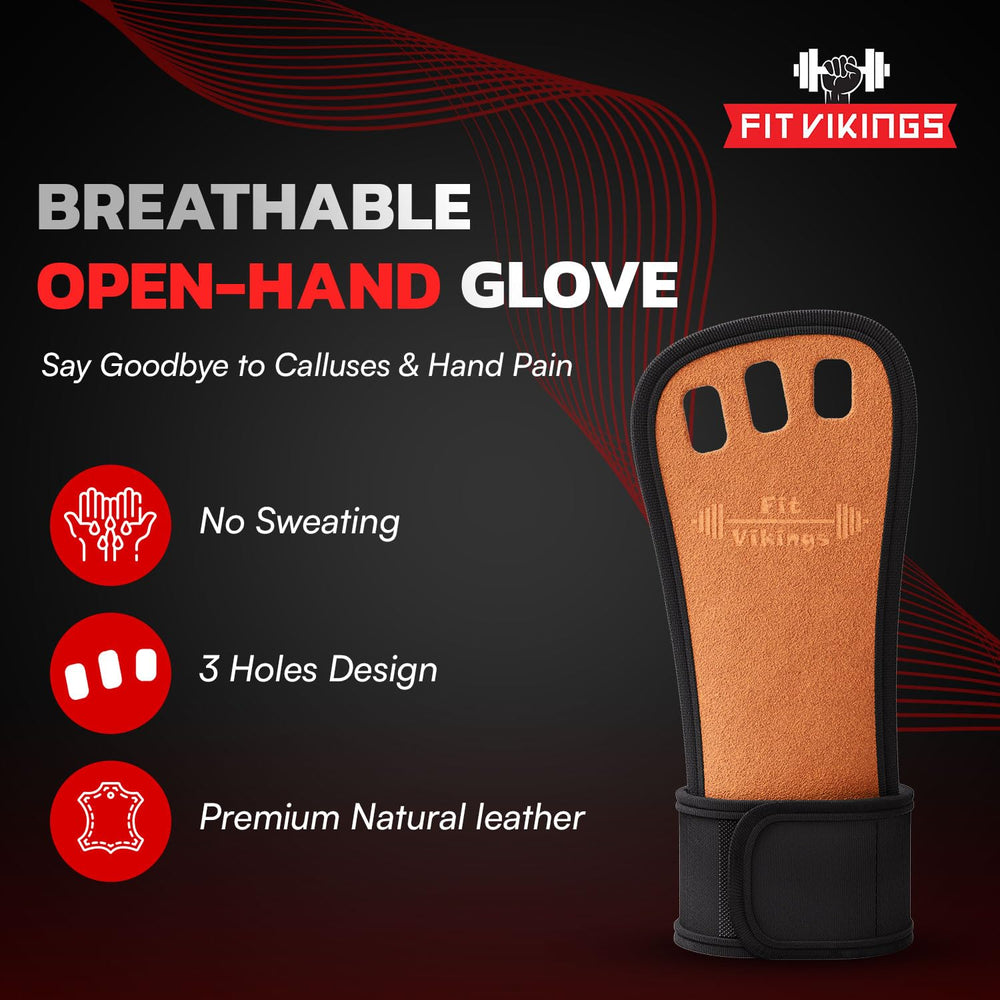 Gymnastics Grips - Gloves for Crossfit - Pull Up Bar Grips - Non-Slip Leather Hand Grips for Men & Women - Gymnastics Gloves for Bars - Protection from Tears & Blisters - Secure & Comfortable Workout