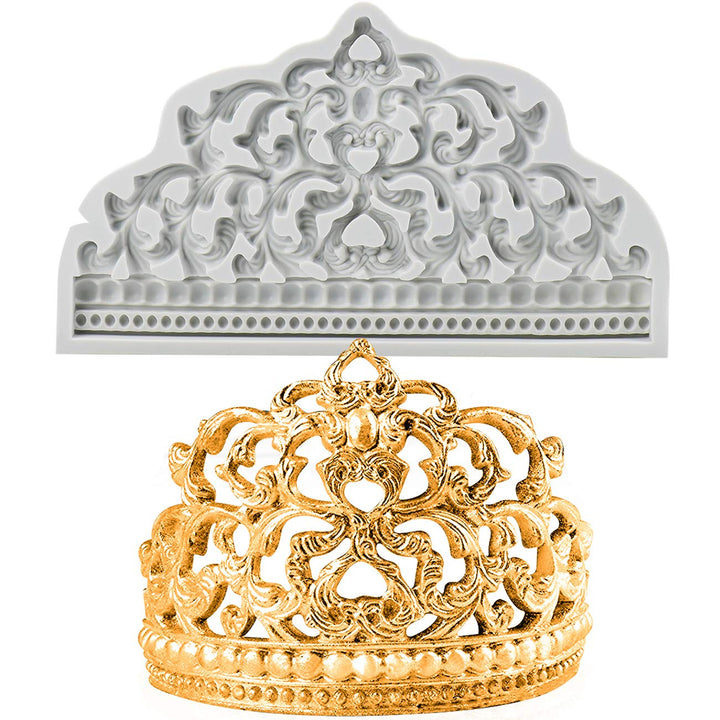 Crown Cake Fondant Molds - Sugarcraft Crown Baroque Style Silicone Mold for Cupcake Topper Chocolate Candy Pastry Jewelry Clay Cake Decorating…