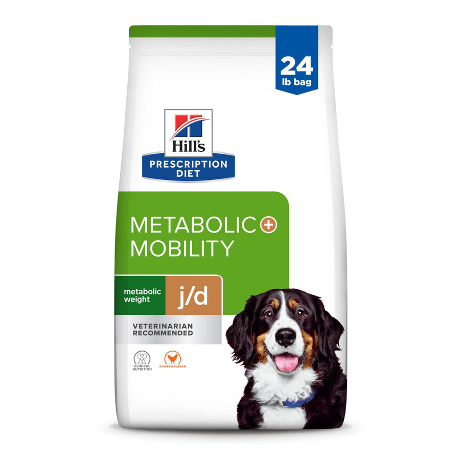 Hill's Prescription Diet Metabolic + Mobility, Weight + j/d Joint Care Chicken Flavor Dry Dog Food, Veterinary Diet, 24 lb. Bag
