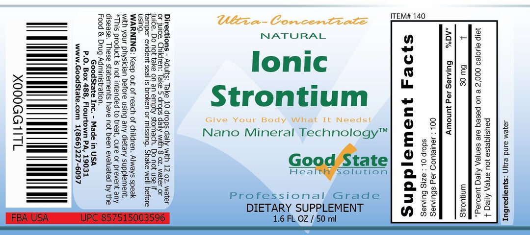 Good State Liquid Ionic Strontium Ultra Concentrate (10 drops equals 30 mg - 100 servings per bottle)