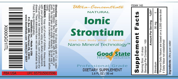 Good State Liquid Ionic Strontium Ultra Concentrate (10 drops equals 30 mg - 100 servings per bottle)