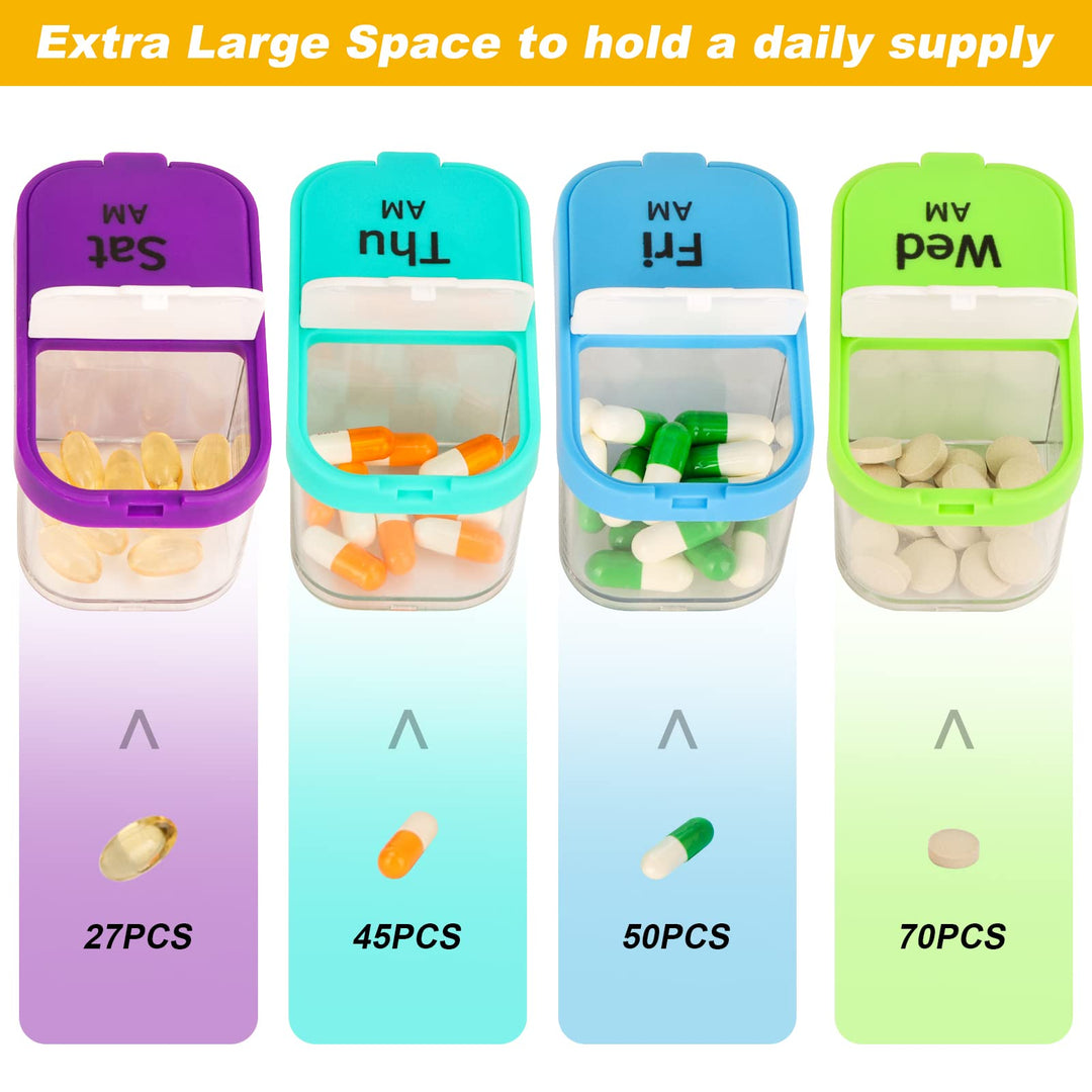 Weekly Pill Organizer, Extra Large AM/PM Pill Box, 7 Day Pill Case 2 Times a day with 14 Compartments for Medication/Fish Oils/Vitamins/Supplements