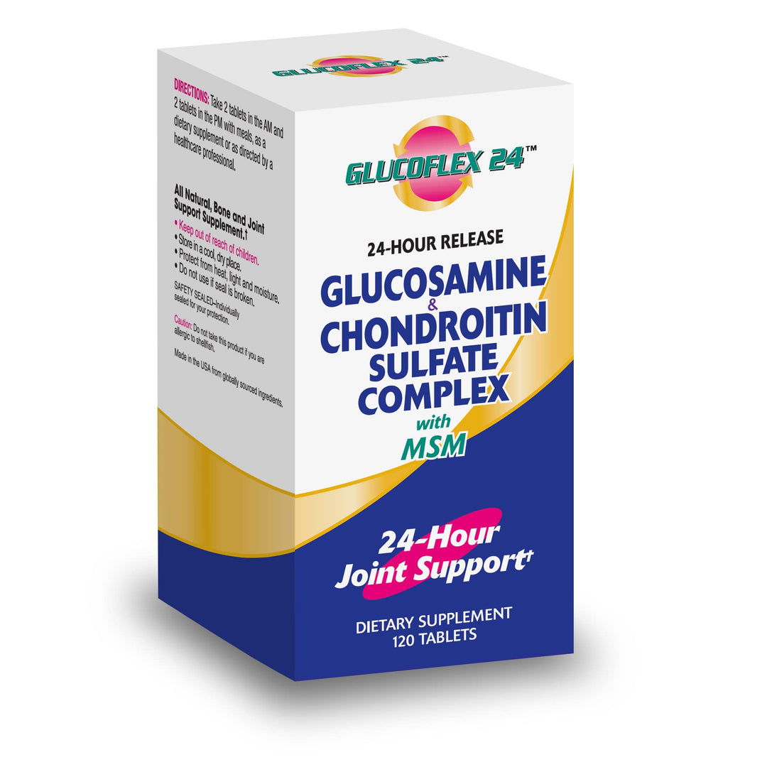 Glucosamine &amp; Chondroitin Sulfate with MSM, 24 Hour Joint Support, Healthy Bones, Supports Healthy Mobility, 30 Servings, 120 Count