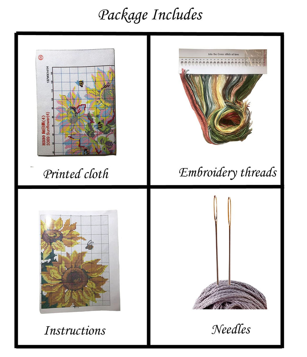 HUKI Stamped Cross Stitch Kits for Adults 11CT Counted 