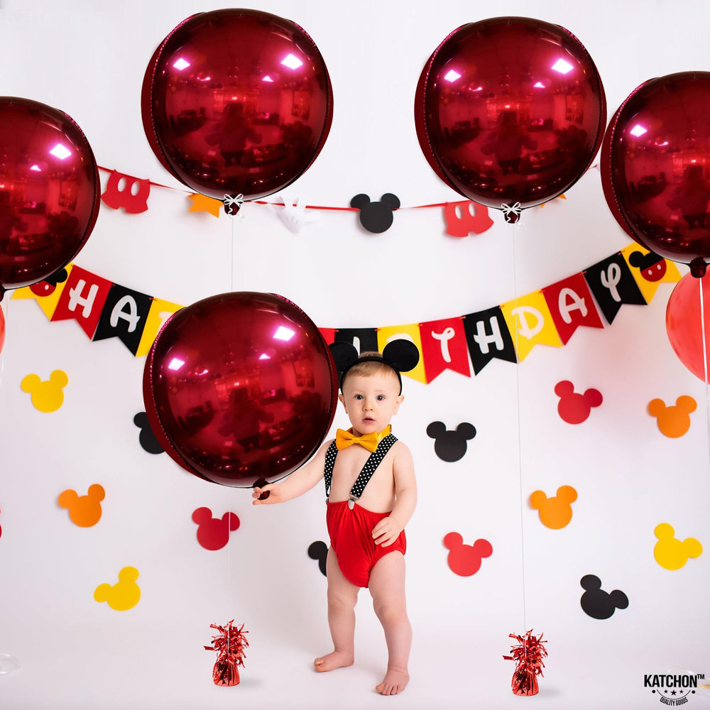 Big 22 Inch Dark Red Balloons - Pack of 6, Red Metallic Balloons | 360 Degree 4D Red Chrome Balloons | Mirror Finish Metallic Red Balloons, Valentines Day