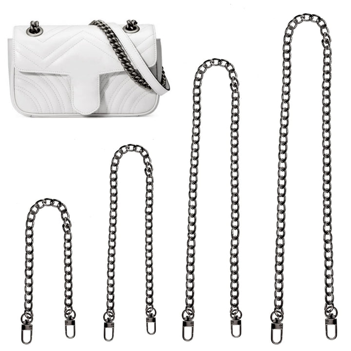 4Pcs Gun-Black 7.5 Inch 15.74 Inch 39.37 Inch 47.2Inch Luxury Fashion Replacement Flat Chain Strap with Buckles Set, Perfect for DIY Metal Shoulder Purse Replacement
